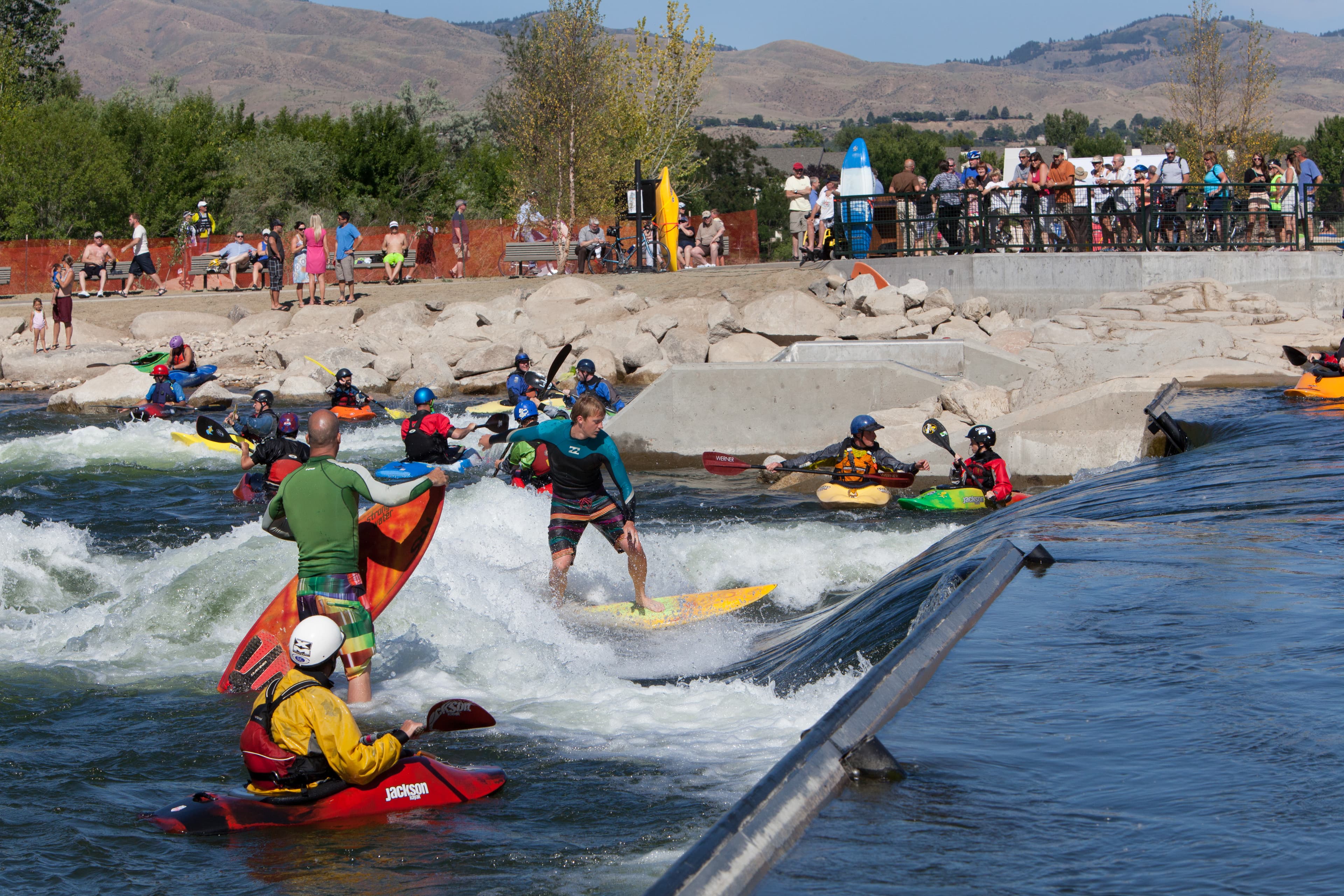 Opening day crowd at Boise Whitewater Park